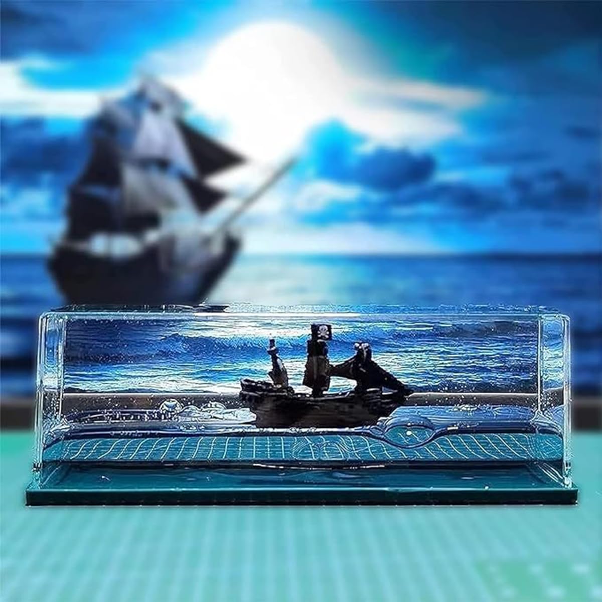 Flacone Liquido per Navi da Crociera, Bottiglia di Fluido di Nave, Decorazione in Acrilico per Nave Pirata, Modello Pirata Ship per Casa, la Decorazione del Tavolo e Auto