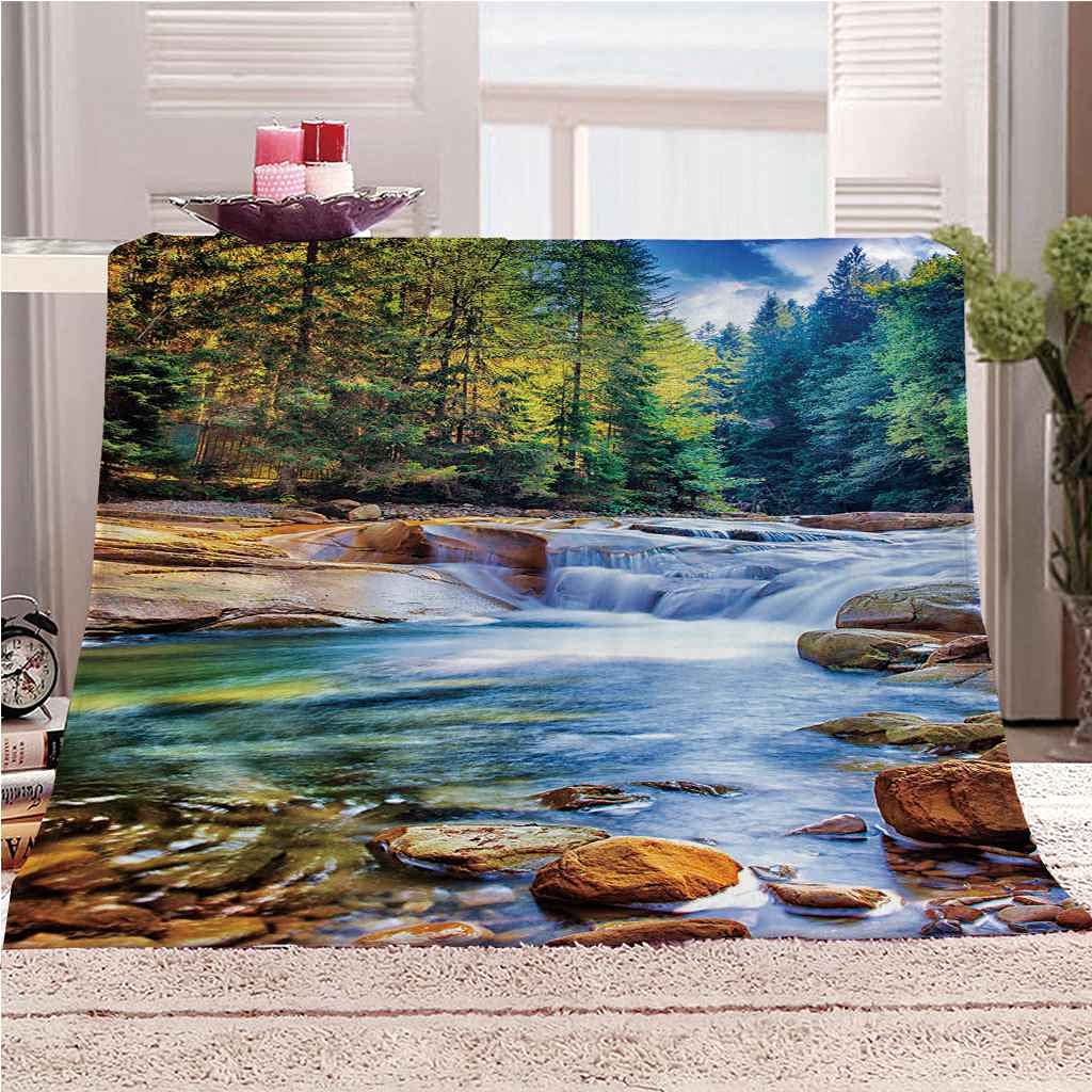 Couverture Polaire en Flanelle 150x200cm Motif Forêt Verte Impression 3D