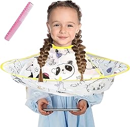 GUSTO Mantella Taglio di Capelli Bambini Parrucchiere Grembiule Mantellina Finestra Trasparente Kids Hairdresser Cape Stampa Bambini e Adulti