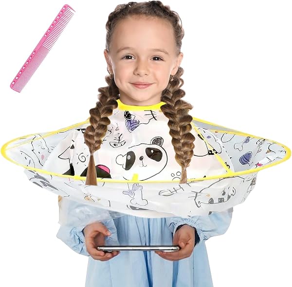 GUSTO Mantella Taglio di Capelli Bambini Parrucchiere Grembiule Mantellina Finestra Trasparente Kids Hairdresser Cape Stampa Bambini e Adulti - 1