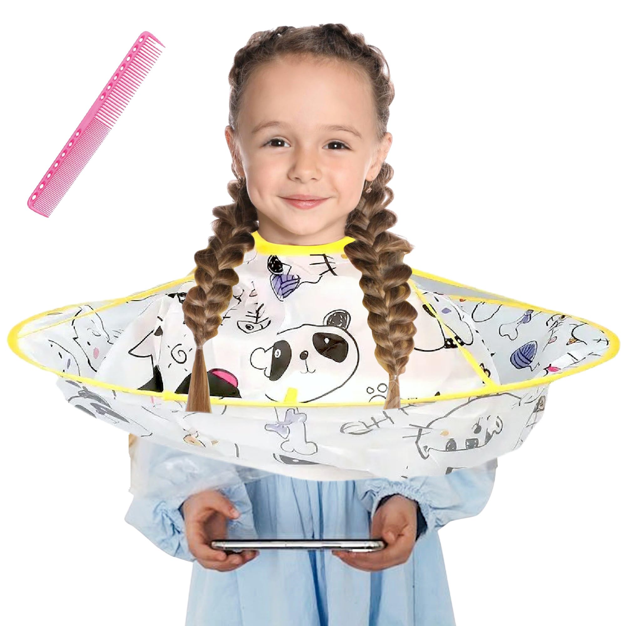 GUSTO Mantella Taglio di Capelli Bambini Parrucchiere Grembiule Mantellina Finestra Trasparente Kids Hairdresser Cape Stampa Bambini e Adulti - 1