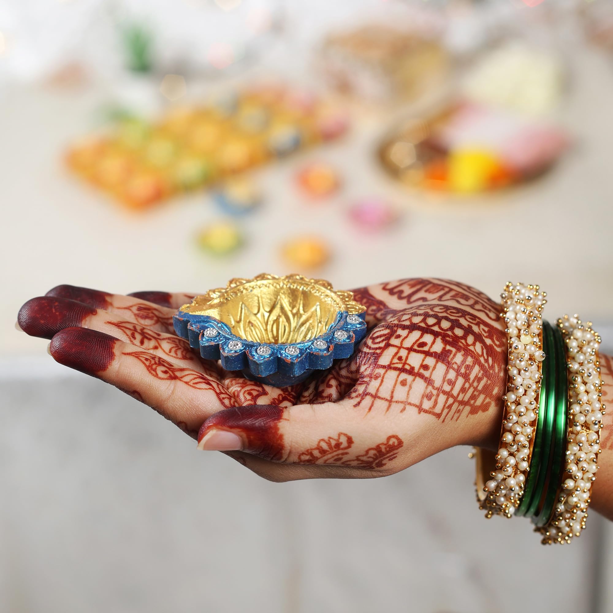 30 Diyas En Argile Pour Diwali - Décorations Lumineuses Peintes à La Main - Pour Pooja, Fêtes, Décoration Intérieure