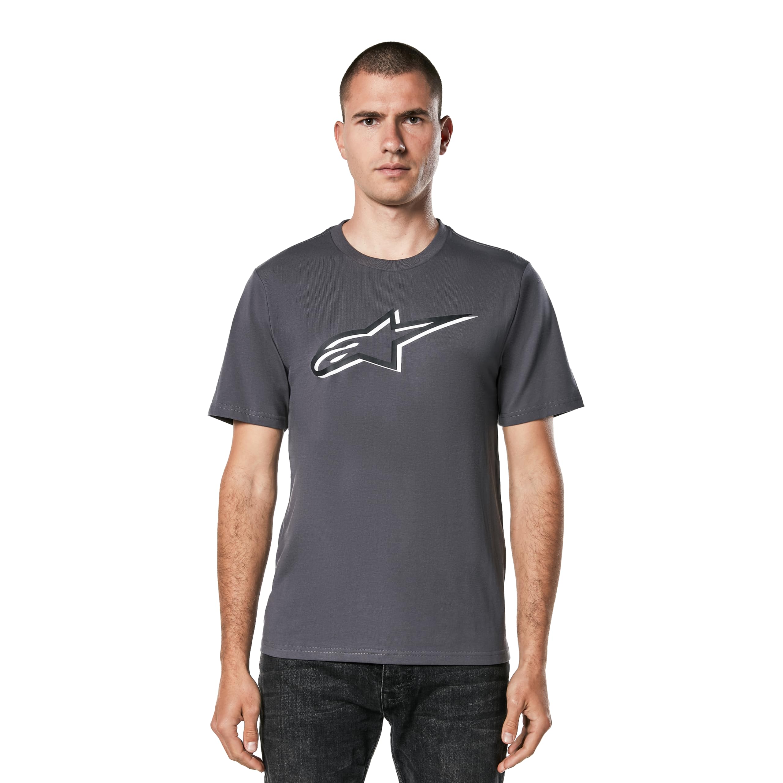 Alpinestars Men's Charcoal/Black Original Logo Tee Short-Sleeved Crew Neck T-Shirt, L
