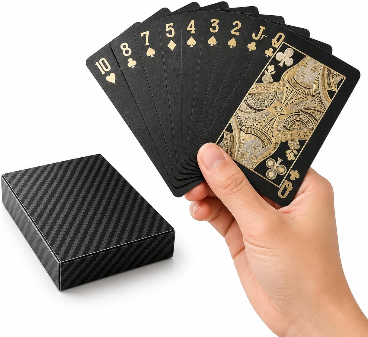 Waterproof Black Playing Cards, Plastic Poker Deck for Game Night