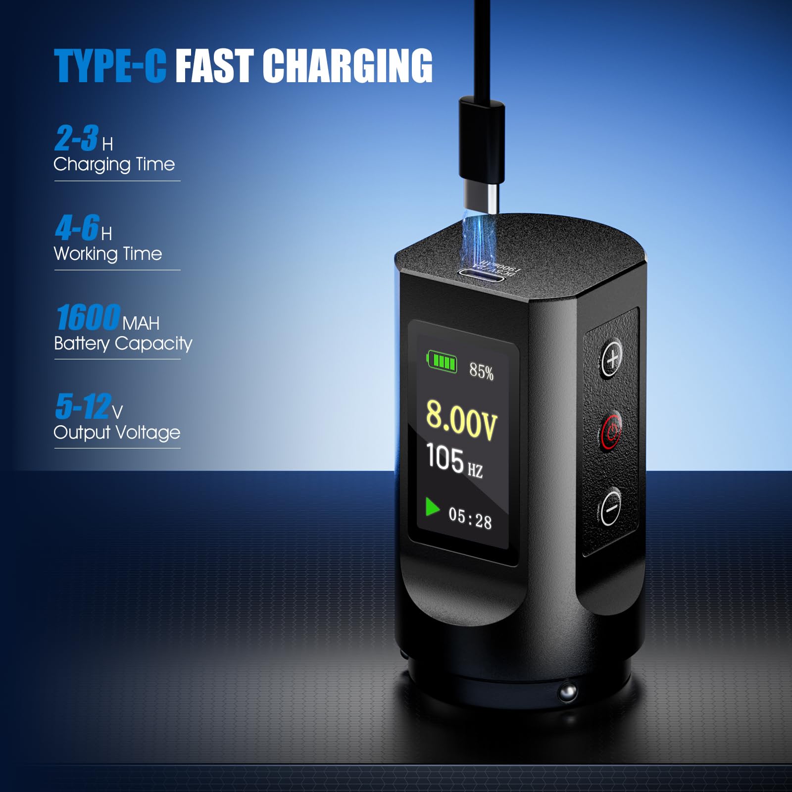 Máquina de Rotativa Kit Inalámbrica con Batería 1600mAh, Pantalla LCD, Conexión RCA, Máquina de Bolígrafo Inalámbrica con 20 Agujas 10 Tintas para Principiantes y Artistas LIUMATE