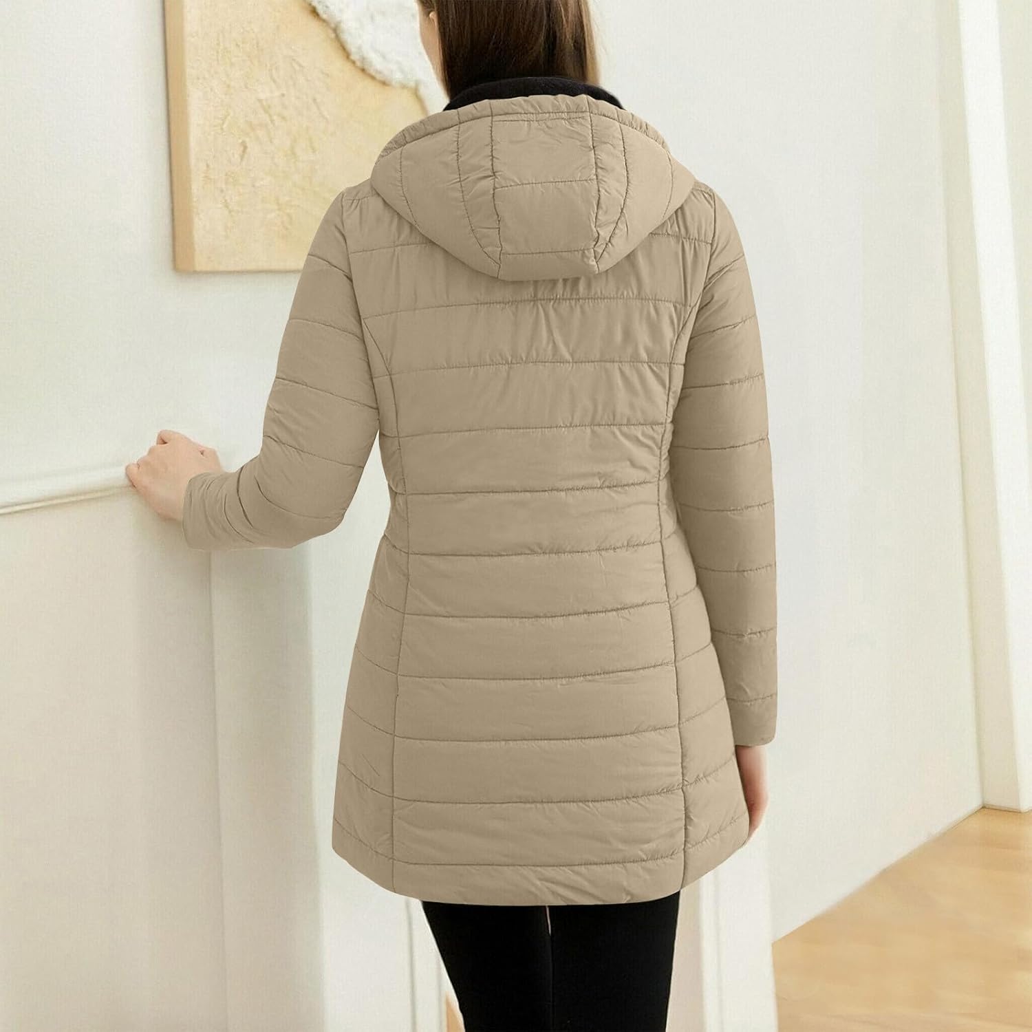 Wkishenl Winter Coats For Women 2025 Trendy Thicken Fleece Lined Parka Puffer Coat with Hood Warm Anoraks Outwear Jackets