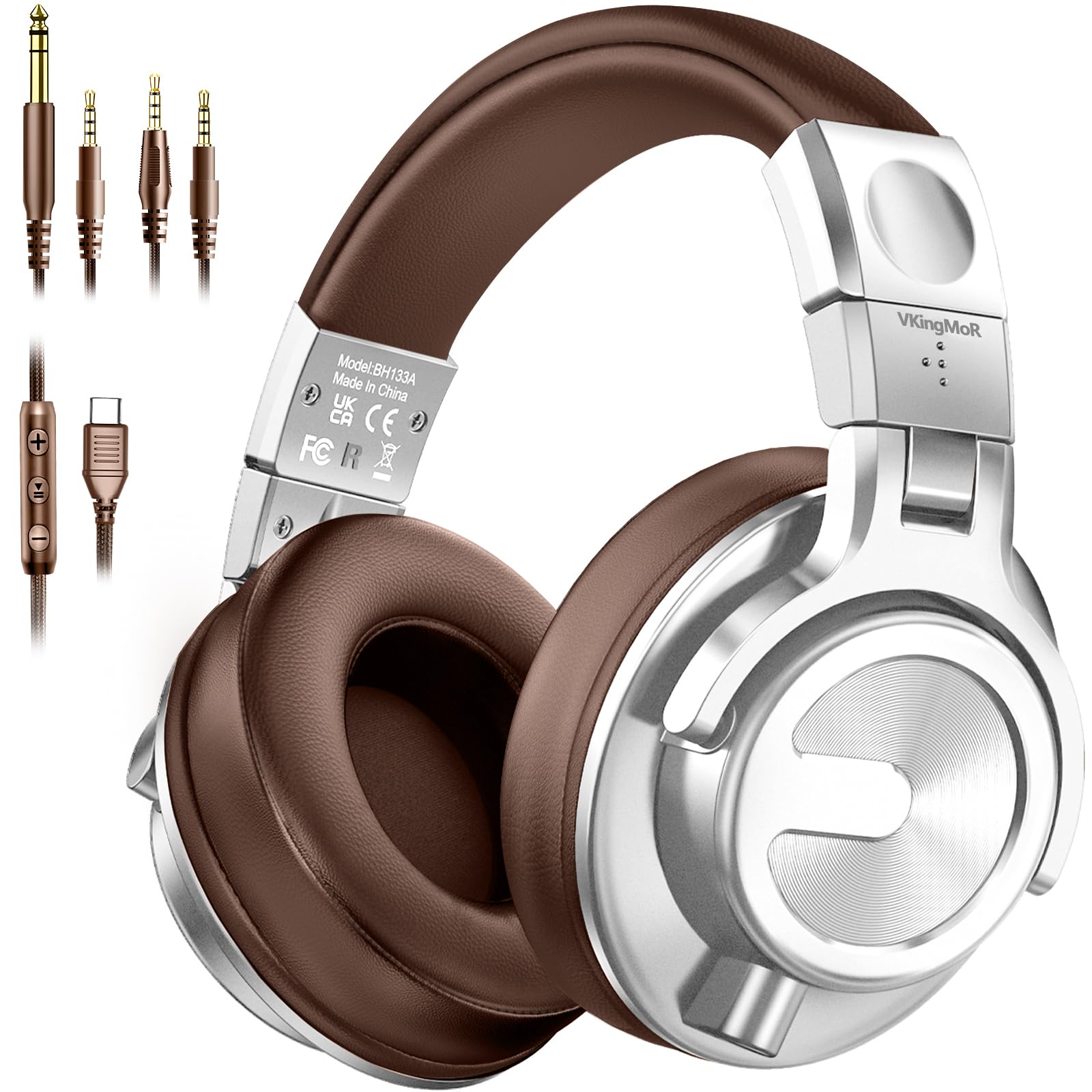 Cuffie over-ear USB C cablate, monitor da studio e mixing, cuffie professionali per DJ, con jack da 6,35 mm/3,5 mm/tipo C, per DJ, podcast, chitarra, AMP, pianoforte, tastiera, registrazione