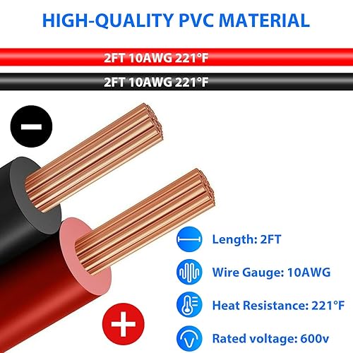 Miniatura 4 de Linkstyle 2 conectores rápidos de enchufe de alimentación SAE de 2 pies 10 AWG a junta tórica, cable de extensión SAE para generador solar, cargador