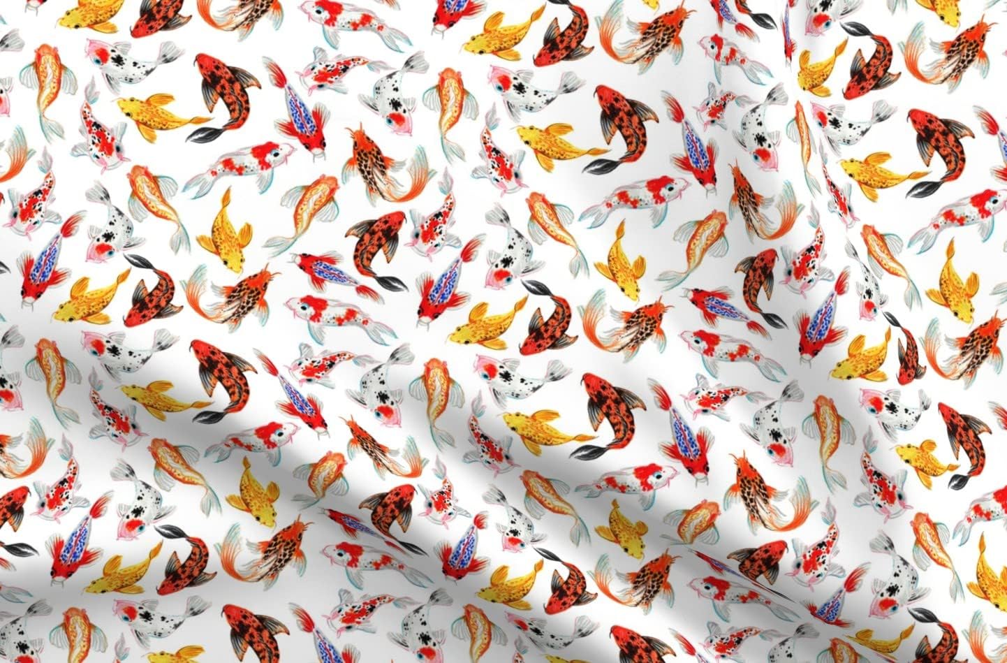 Spoonflower Fabric - Koi Fish Pond Printed on Upholstery Velvet Fabric Fat Quarter - Upholstery Home Decor Bottomweight Apparel