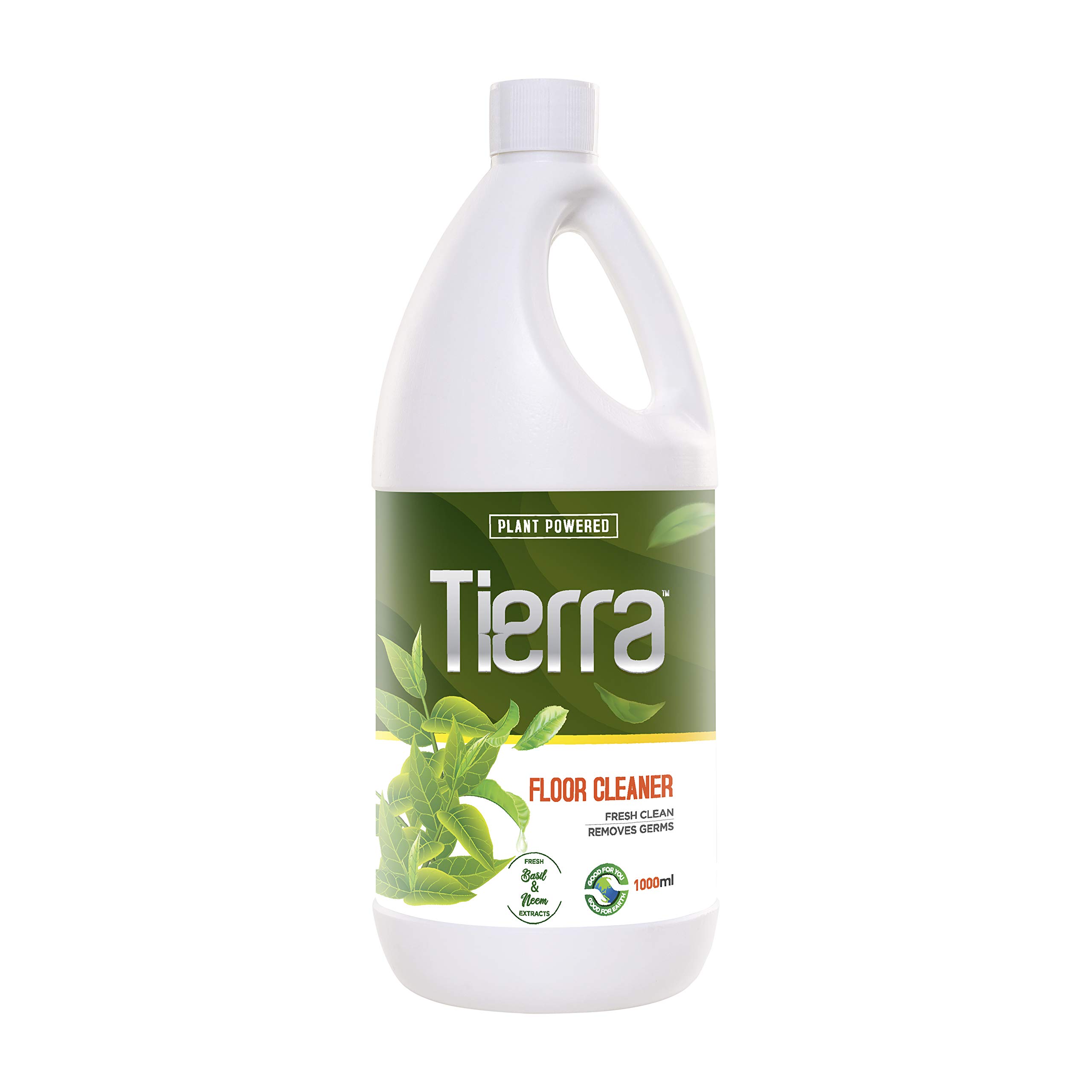 Tierra Floor Cleaner Liquid| 1 Litre Pack| Fresh Basil & Neem extracts| Removes Germs & Stains| Skin Safe, Baby Safe & Pet-Friendly| Non-Toxic