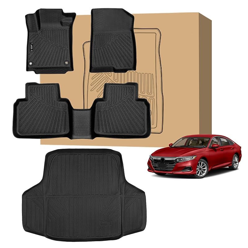 Tapetes automotivos de TPE para Honda Accord 2018–2022, incluindo Hybrid, com revestimento para porta-malas e encaixe específico, Peleus, conjunto com 4 peças