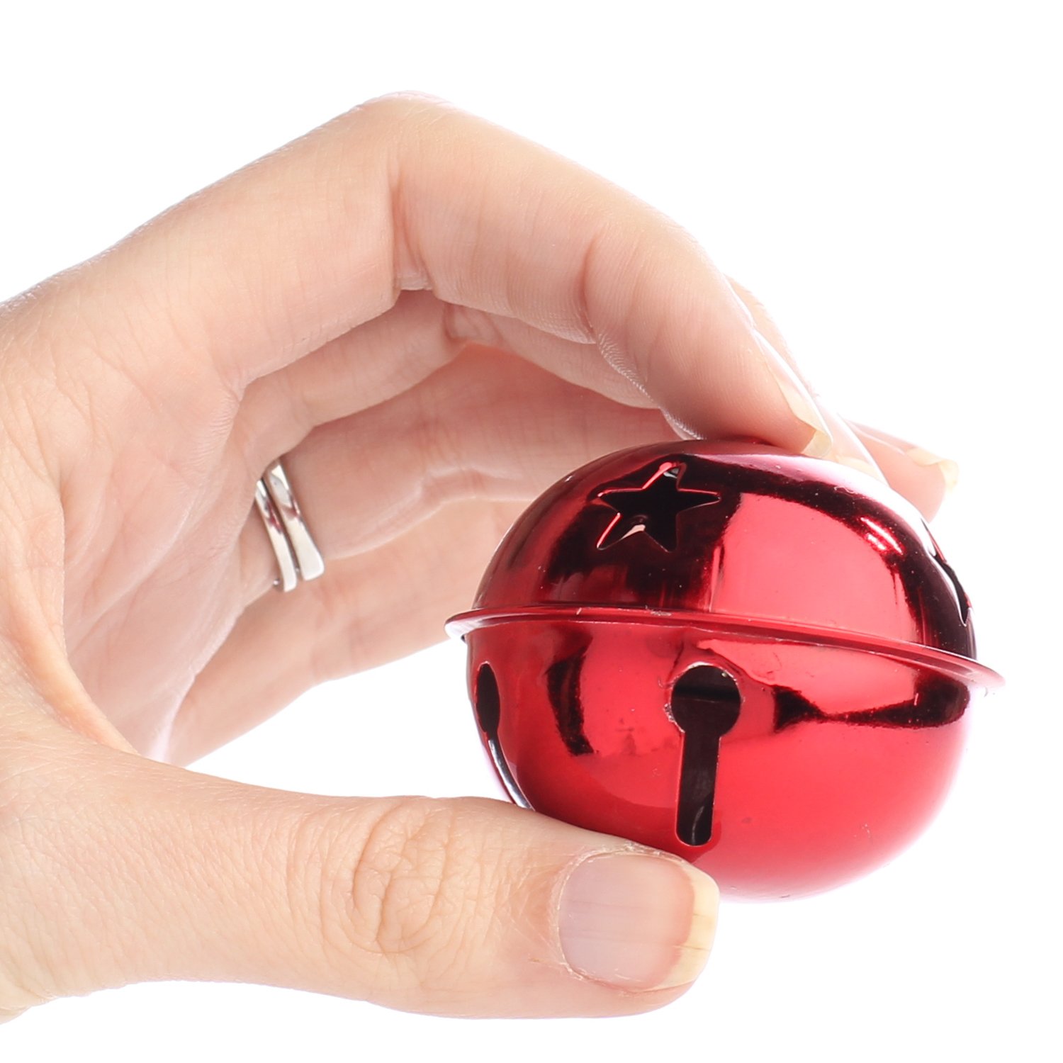 Factory Direct Craft Set of 24 Shiny Red Sleigh Bells for Christmas Decorating and Holiday Displays | Size: 50mm (Approx. 2