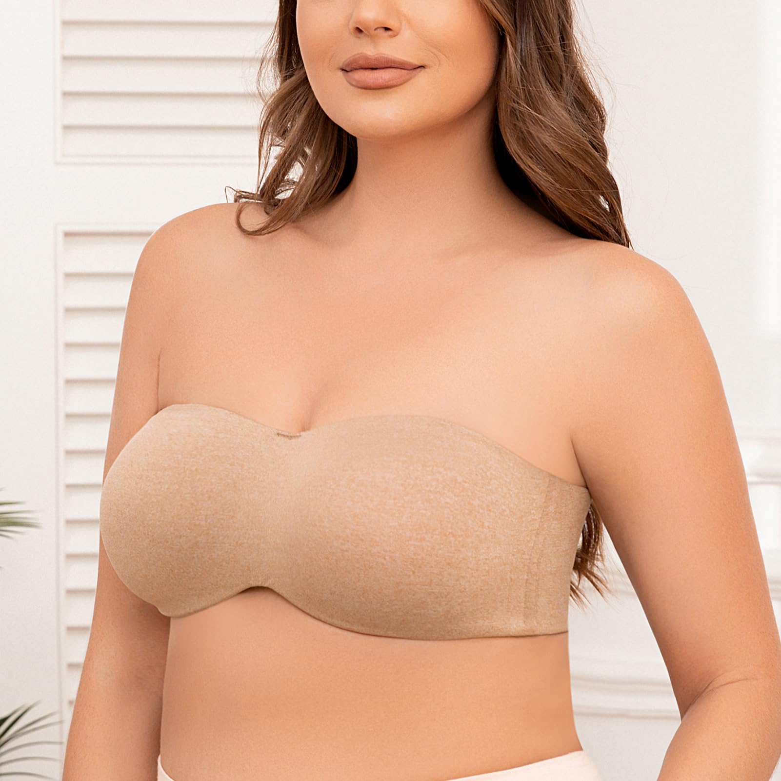 MELENECA Women's Strapless Minimizer Multiway for Large Bust Unlined Seemless Underwire Bandeau Bra — view 7