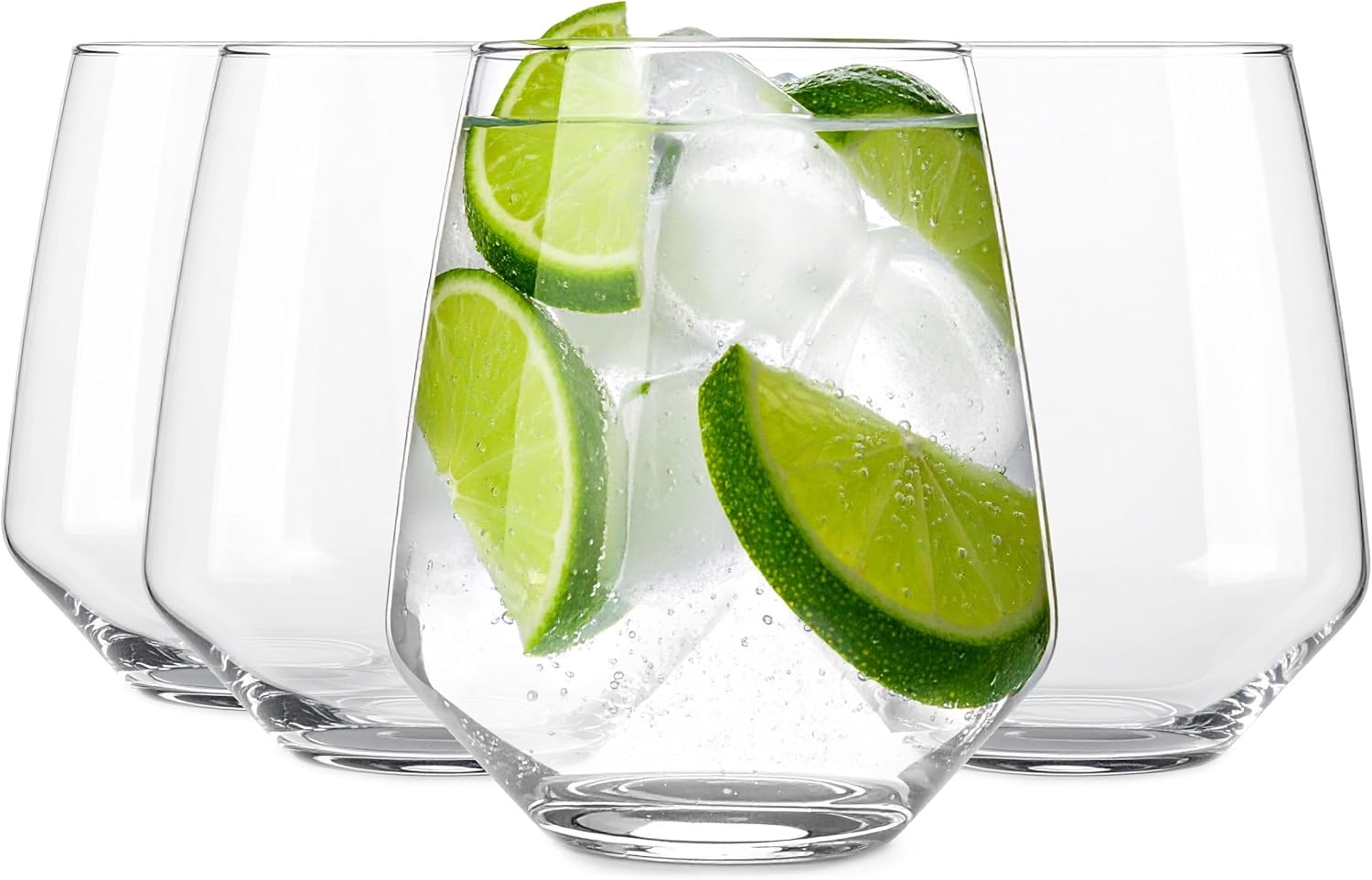 Drinking Glasses for Water Juices Long Drinks - Set of 4 - Dishwasher Safe - Transparent - 420 ml