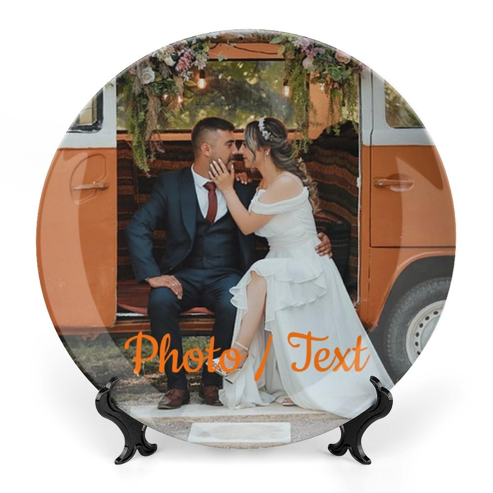 Mynvzrk Personalized Display Dish with Photo Birthday Graduation Gift Customized Decorative Plates with Name Logo Pictures Dishes Jewelry Tray, 7 Inch