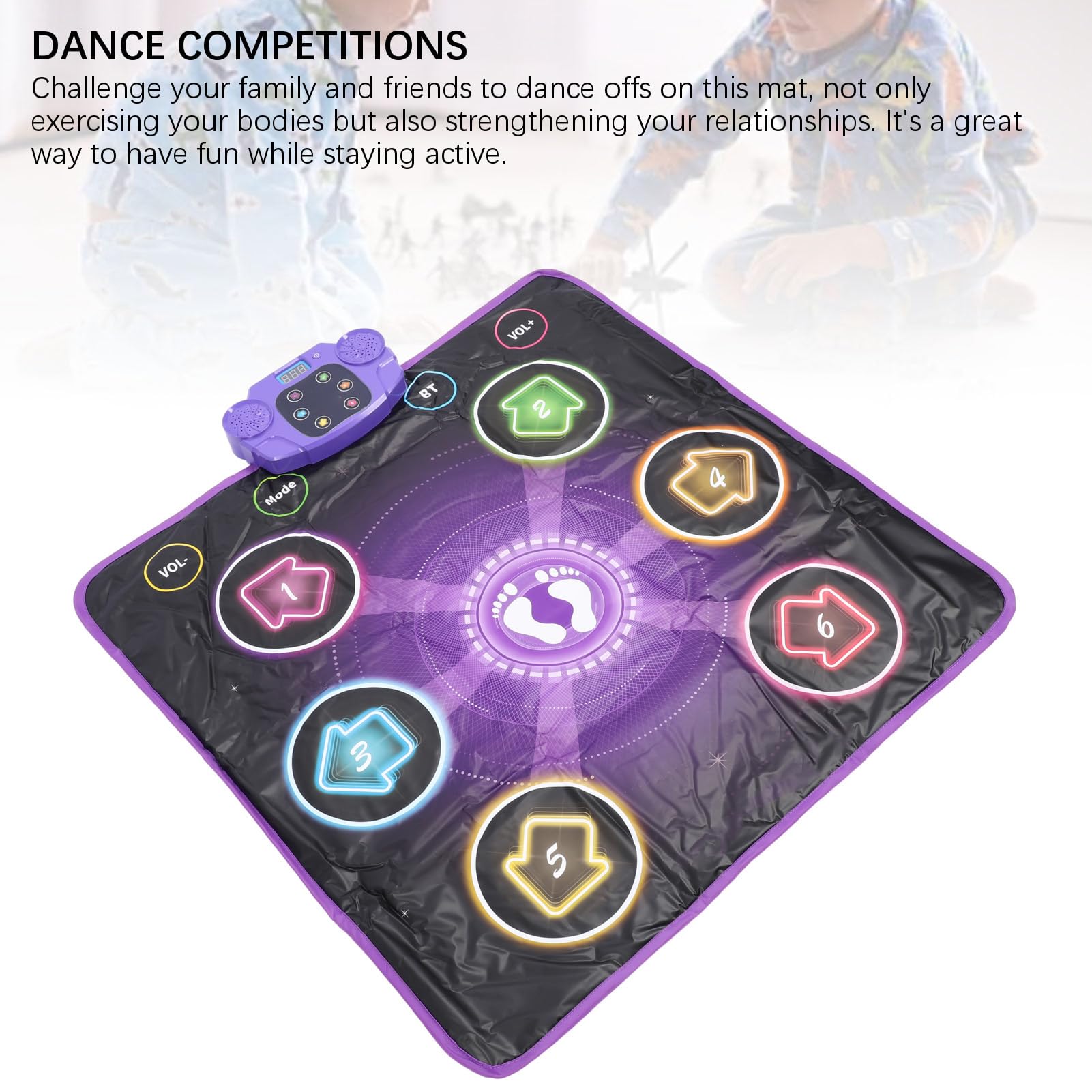 Alfombra de baile iluminada, juguete inalámbrico con Bluetooth, almohadilla de juego portátil para bailar, antideslizante, 6 botones para casa, fiesta