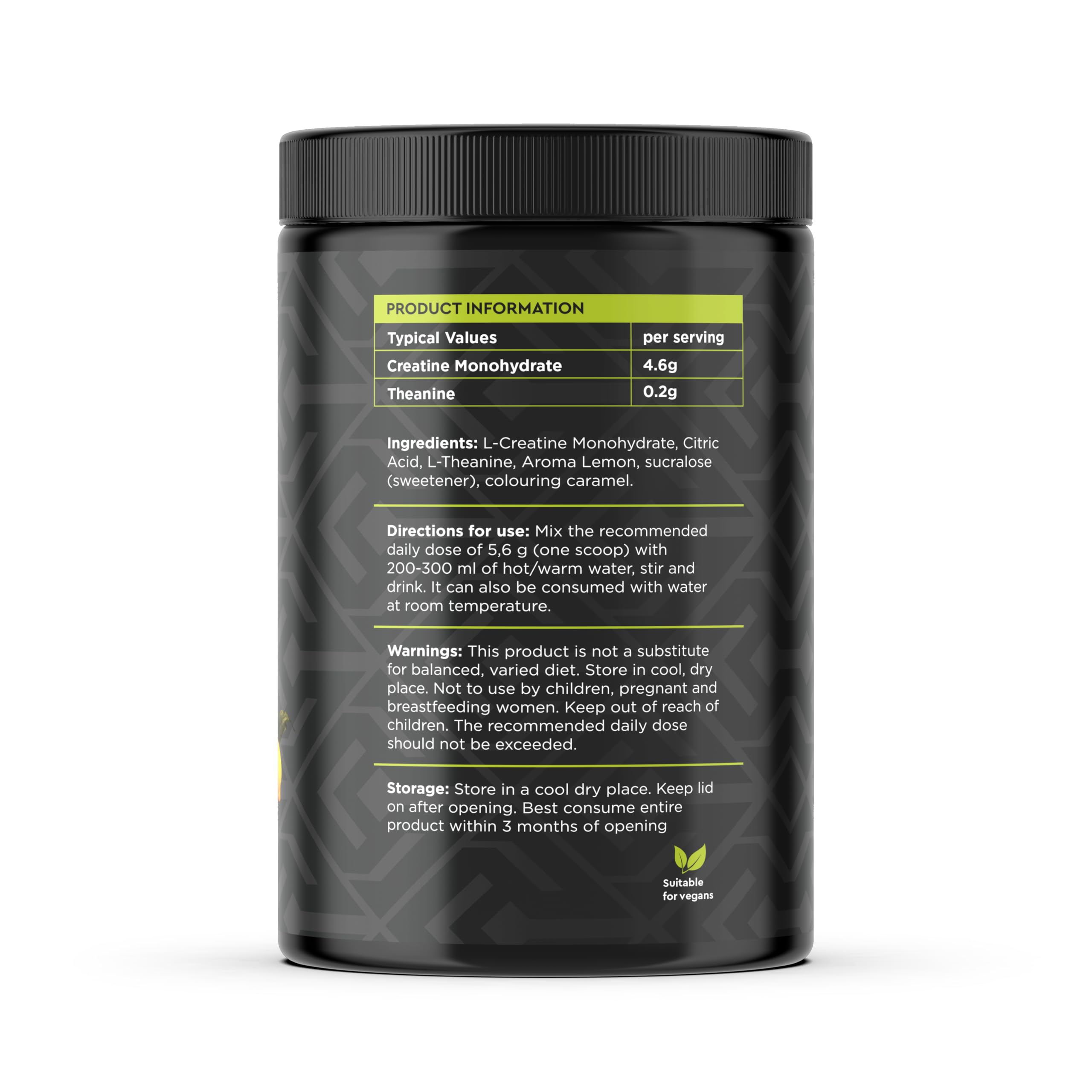 CreaTea - 100% Creatine Monohydrate Powder - Lemon Flavor, 500g - Vegan, Boosts Muscle Gain, Strength & Performance - Tea Experience