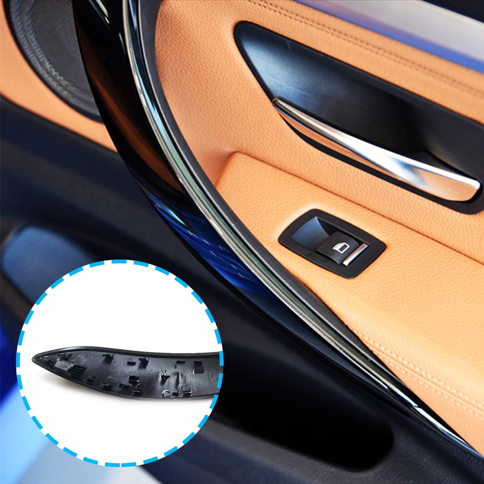 DWVV Schwarz F30 328i Autotürgriff für BMW F30 F31 F32 F33 F34 F36 F80 Griffe der inneren Türverkleidung (Schwarz Rechts)