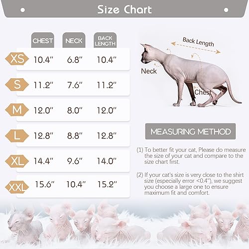 Miniatura 4 de DENTRUN Sphynx - Camisa de gatos sin pelo, camiseta de gatito, transpirable, cuello alto, adorable ropa de gato, chaleco de pijama