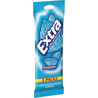EXTRA Gum Peppermint, Sugar Free Chewing Gum, Bulk 3 Pack, 45ct | Peppermint gum flavor, sugar free chewing gum, bulk gum 3 pack, 45 sticks total, freshen breath