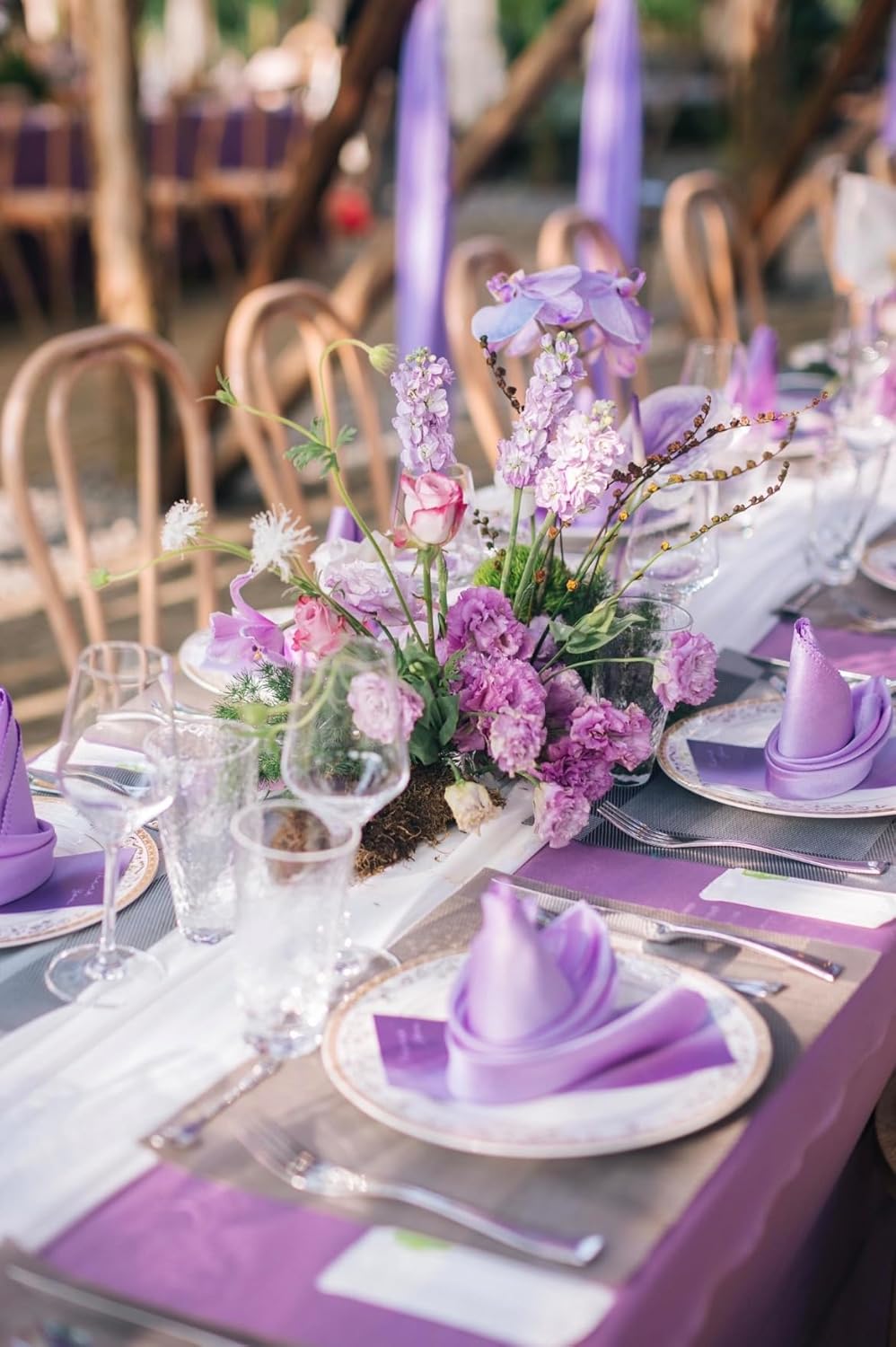 10 Pack Purple Tablecloth 60x102 inch Polyester Fabric Tablecloths for 6 Foot Rectangle Tables Wrinkle Resistant Linen Tablecloth Washable Table Covers for Party Wedding Events and Camping