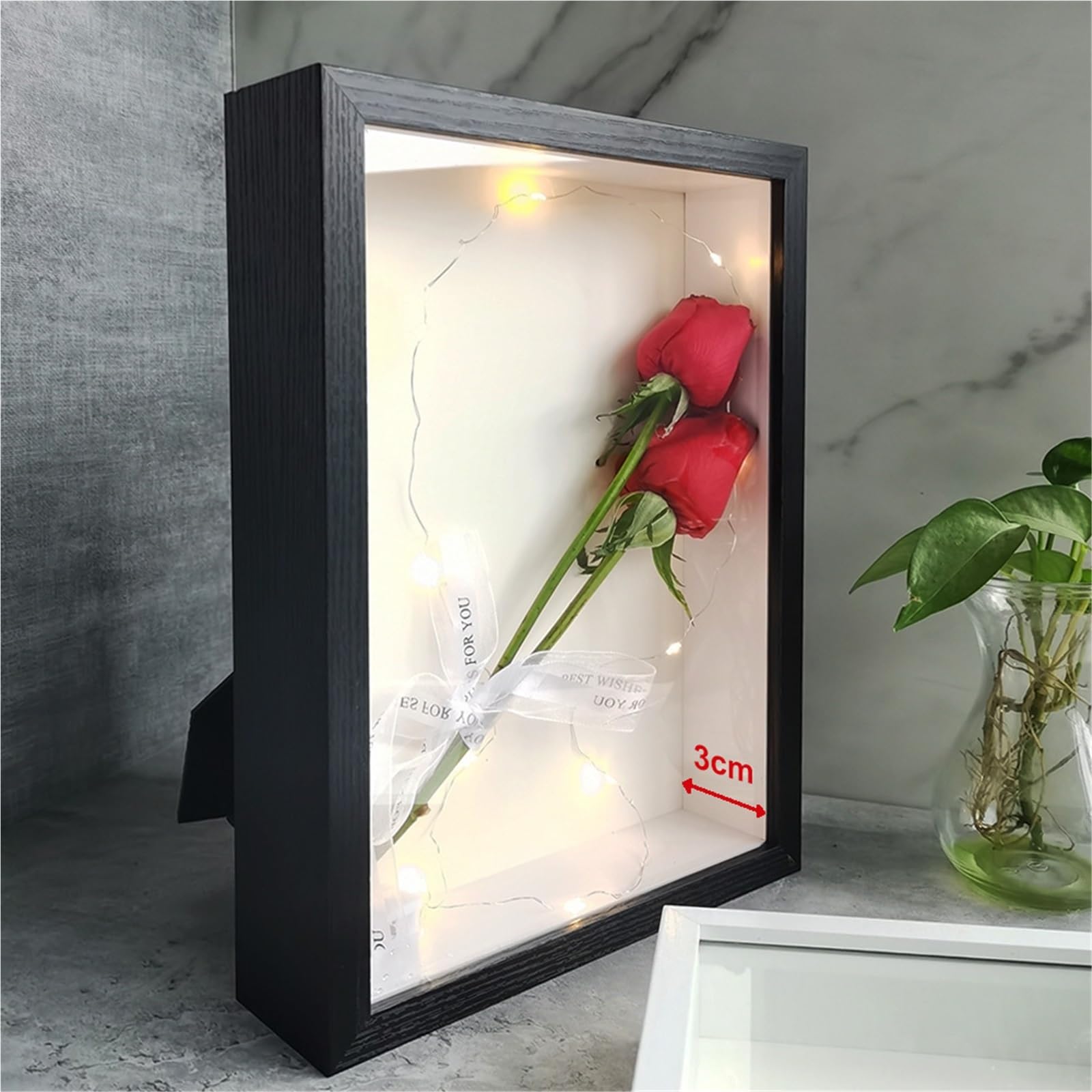 Gablota typu „shadow box”, 2 Pcs Multicolor Wooden Shadow Box Frames Bouquet Display,3cm Depth(Black,15X20cm)