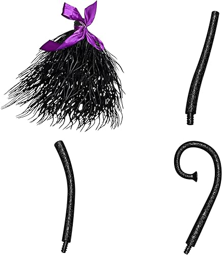 Miniatura 3 de Escoba de bruja de Halloween con cintas para niños, mago volador malvado, escoba para adultos para fiesta de cosplay, decoraciones de bruja