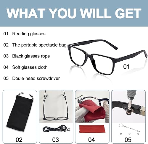 Miniatura 6 de OCCI CHIARI Gafas de lectura para hombre, con increíble comodidad, ultraligeras y marco completo