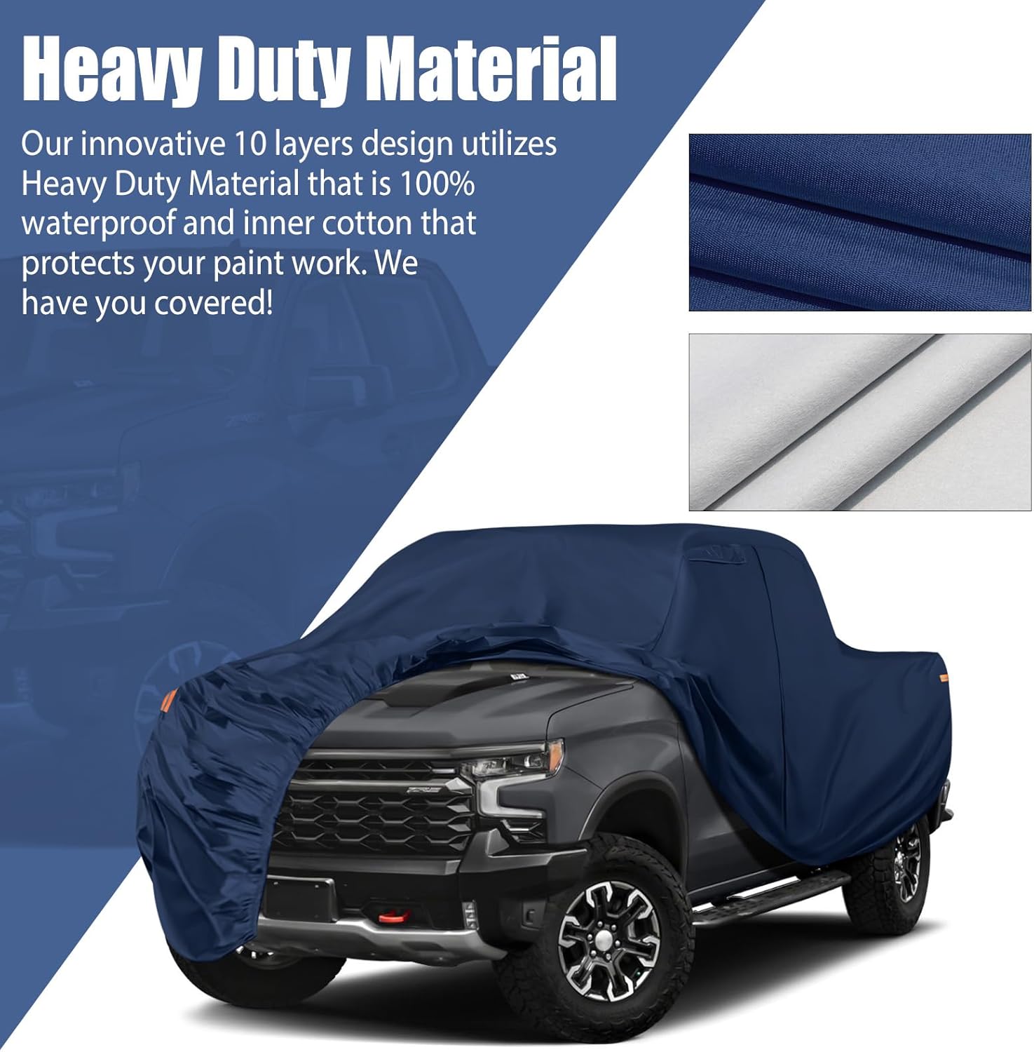 Waterproof Premium Truck Covers Replace for Ford F-Series,Chevy Silverado,Dodge Ram CrewCab 5.5 ft, Heavy Duty with Cotton Liner Car Cover with Zipper Door for Snow Rain Dust Protection