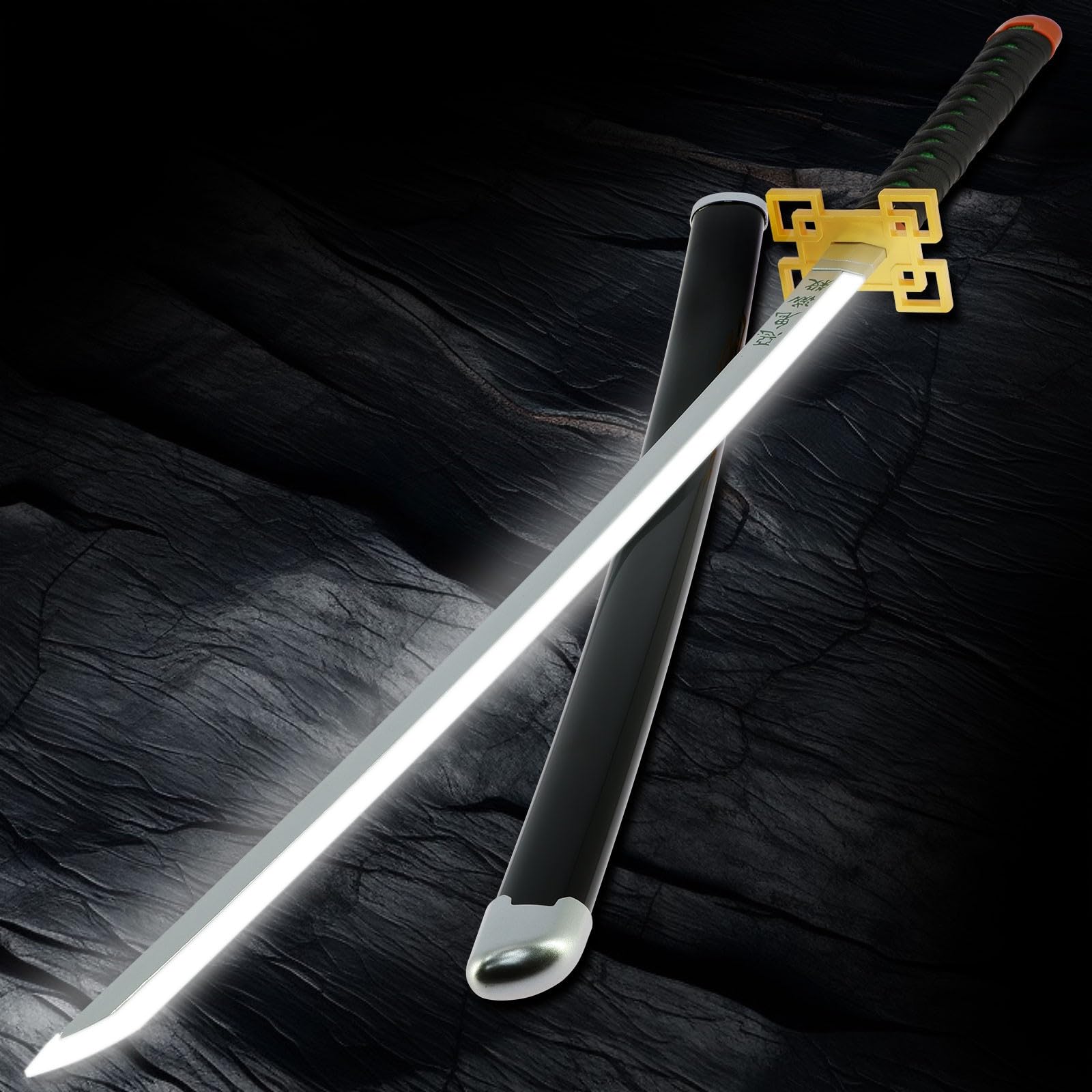 LED Anime Sword Battery Powered Light Up Cosplay Prop, Luminous Bamboo Blade Display Sword for Anime Fans, Collectors, Photoshoots and Cosplay Events, 104cm, Age 14+