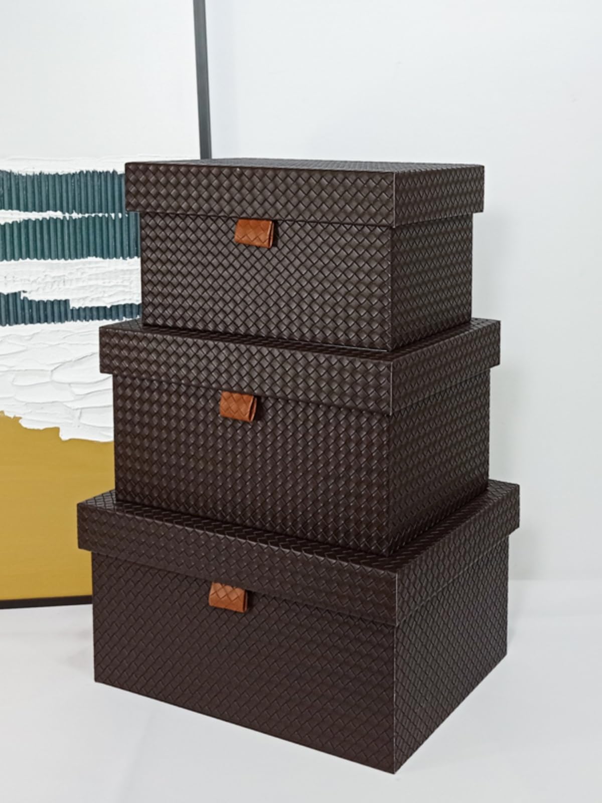 Almacenamiento Juguetes Caja de almacenamiento para juguetes de 3 piezas, organizador de almacenamiento de juguetes de gran capacidad, tablero de alta densidad, contenedores de almacenamiento de cuero