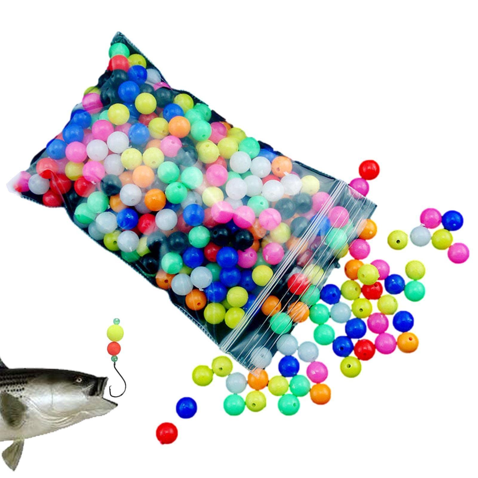 Perline di Lenza - 100 Pezzi a Bagliore Luminoso a Colori Misti | Lenza da Pesca Colorata in Gomma Morbida per Acqua Salata e Dolce