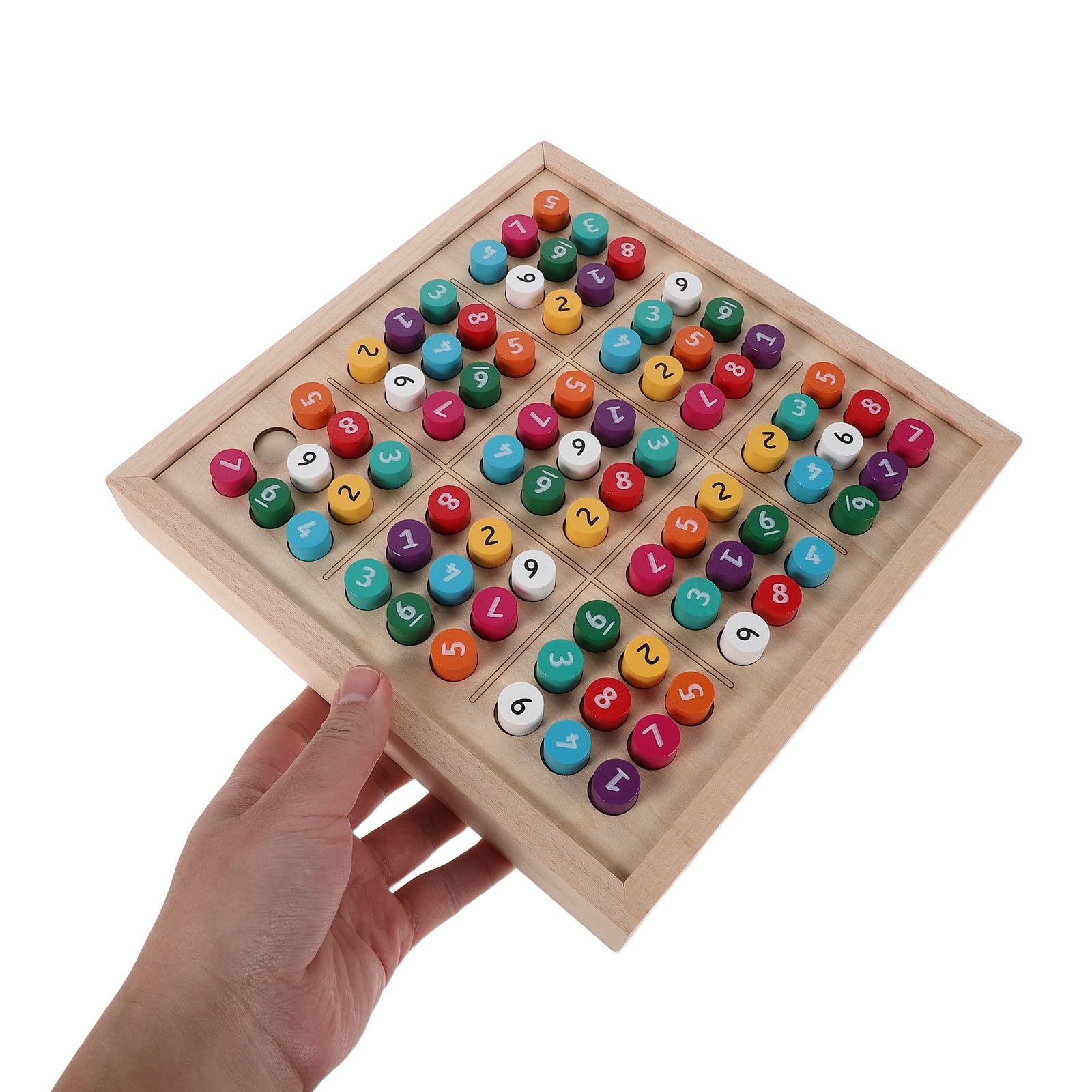 Vaguelly Juego de Mesa de Sudoku: Tablero de Sudoku de Madera de Colores con cajón y 81 Rompecabezas para niños. Divertido Juego de matemáticas Educativo de Madera para el Aprendizaje en casa y la