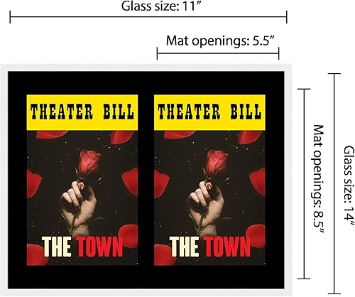 Miniatura 2 de Marco de madera blanca con alfombrilla negra, sin ácidos, ideal para un marco firmado de Playbill hecho para mostrar dos marcos de Broadway