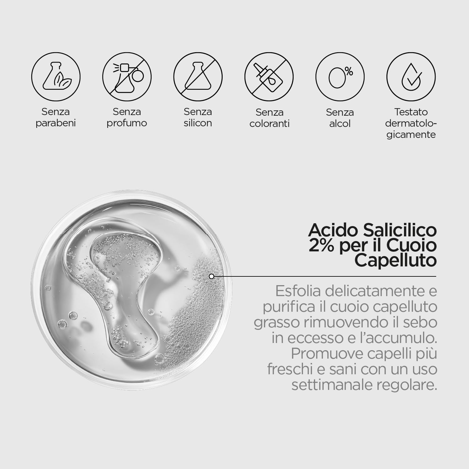 REVOX B77 - Just Acido Salicilico 2% per Cuoio Capelluto, 30 ml, Siero Acido Salicilico, Esfolia e Purifica, Controlla Eccesso Sebo, Idrata e Lenisce Cuoio Capelluto Irritato, Crescita Sana Capelli