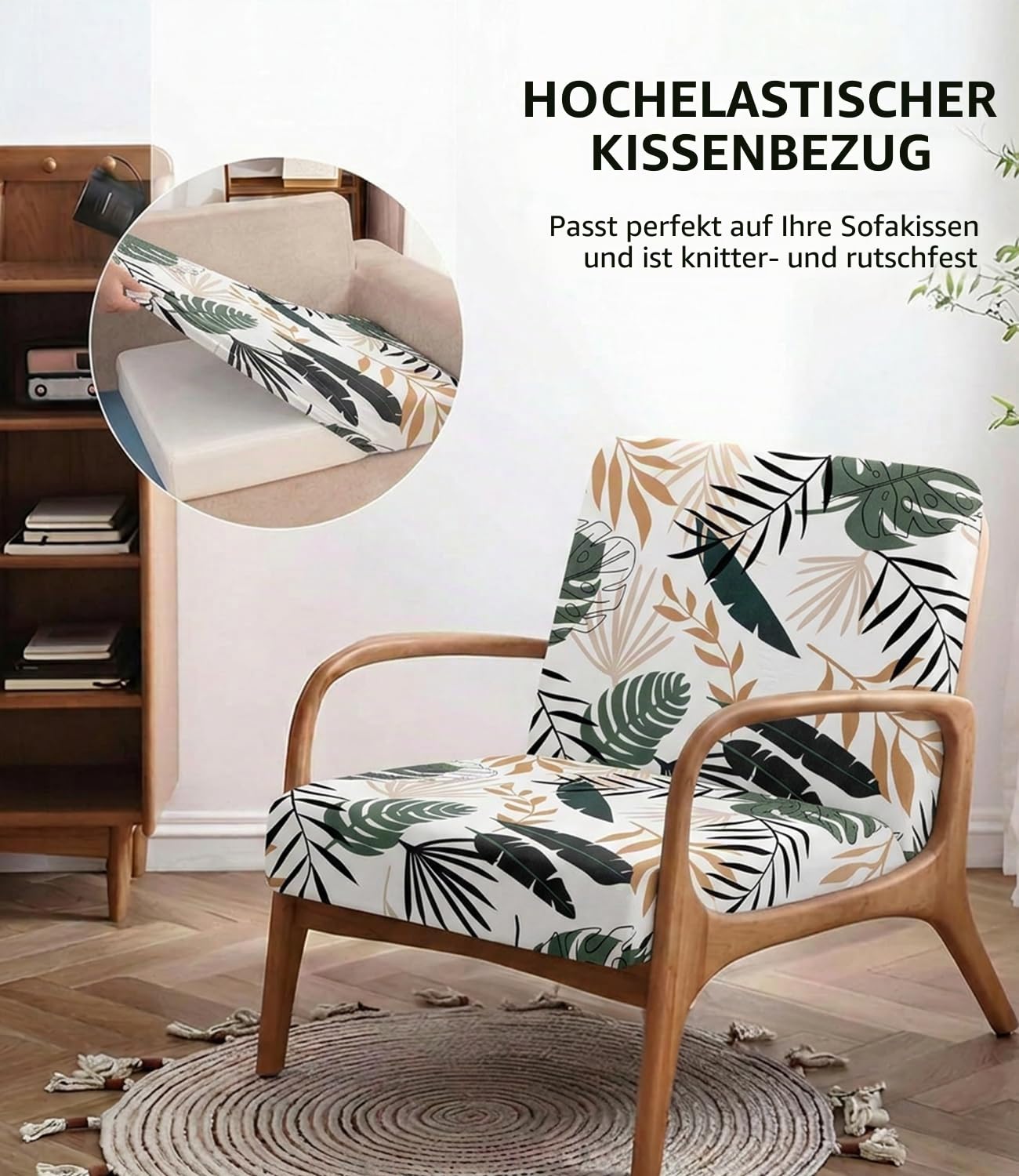 Hiseng Outdoor Sitzkissenbezug 8 Stück, Drucken Terrasse Gartenpolster Ersatzbezug, Stretch Sitzkissenbezug Sofa Kissenbezüge mit Gummiband für Terrassenmöbel, Gartenmöbel