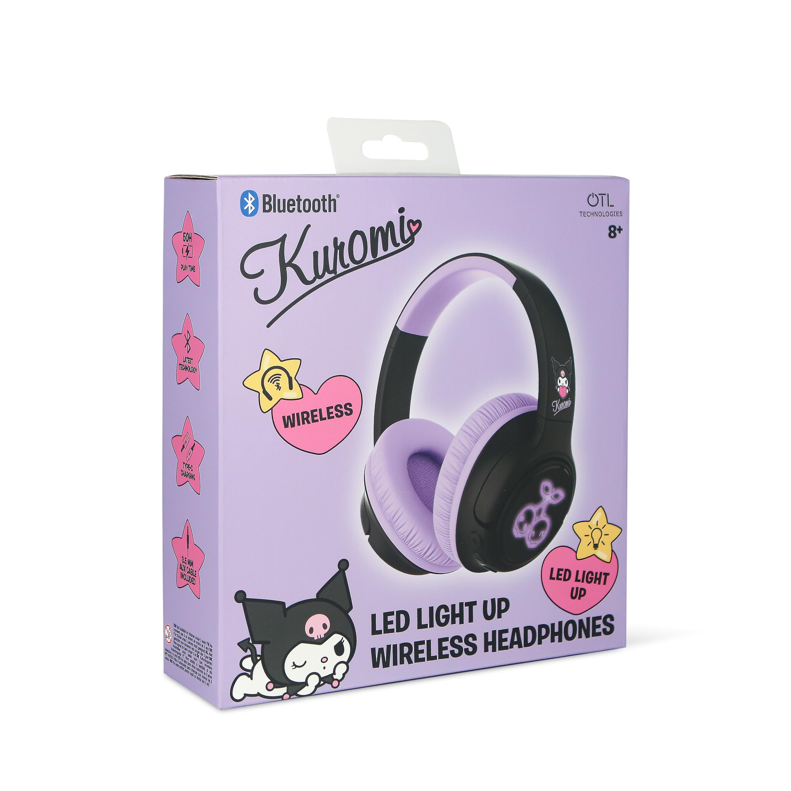 OTL Technologies Kuromi Cuffie senza fili pieghevoli con luce LED e licenza ufficiale
