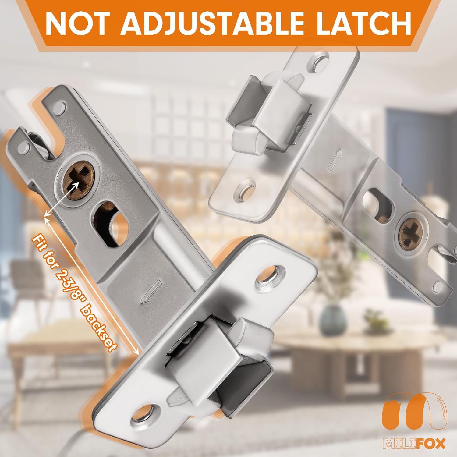 Pocket Door Lock, Pocket Door Hardware, Silver Privacy Lock with Edge Pulls for Bath, Bed, Kitchen, Fits 1-7/32” to 2” Thickness Door, 2-3/8" Backset