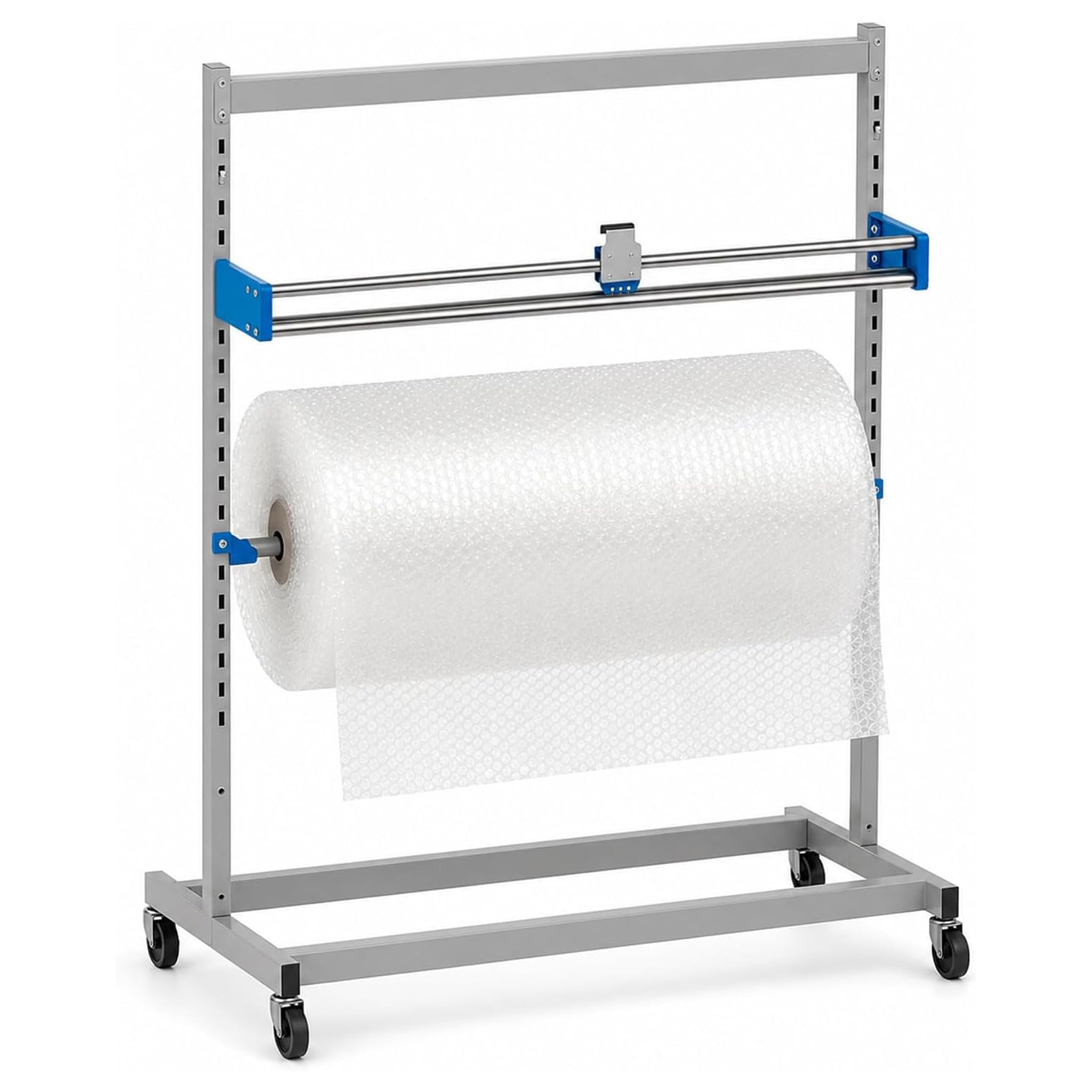 Supporto Dispenser Per Pluriball Con Taglierina, Porta Rotolo Per Imballaggio Industriale Con 4 Ruote, Larghezza Massima Del Rotolo Compatibile 1190 Mm/46,85 Pollici, Per Film A Bolle, Carta