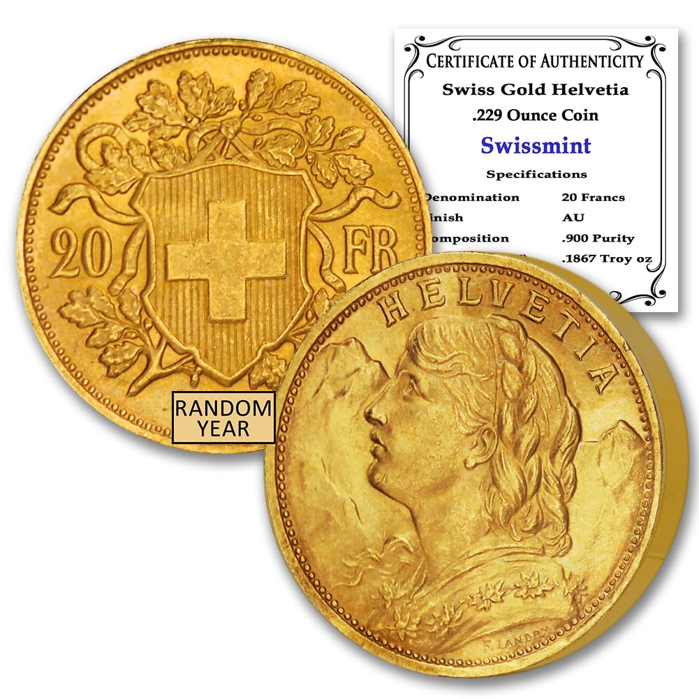 1897-1935 (Random Year) CH Swiss Gold Helvetia Coin About