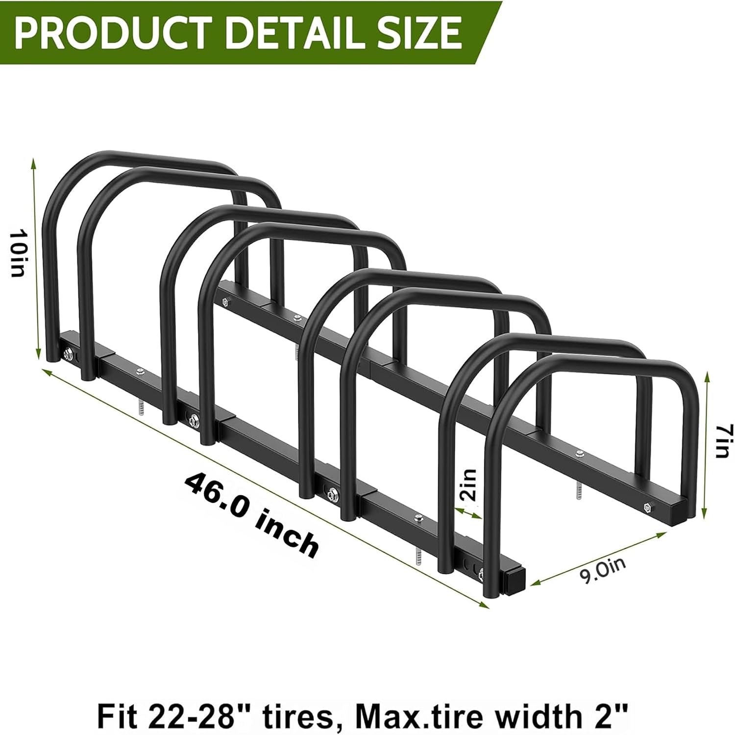 WALMANN 4 Bikes Floor Bike Stand, Bike Parking Rack Garage Bike Storage Stand Indoor/Outdoor 22-28" Wheel Stand, Max. Tire Width 2.1"