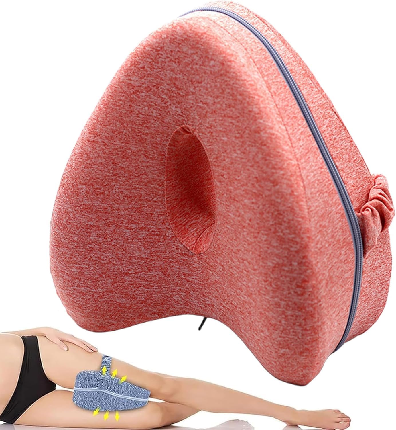 Alignment Pillow For Side Sleepers – Memory Foam Leg Pillow, Hip & Knee Support, Breathable Hollow Design, Grid Blue