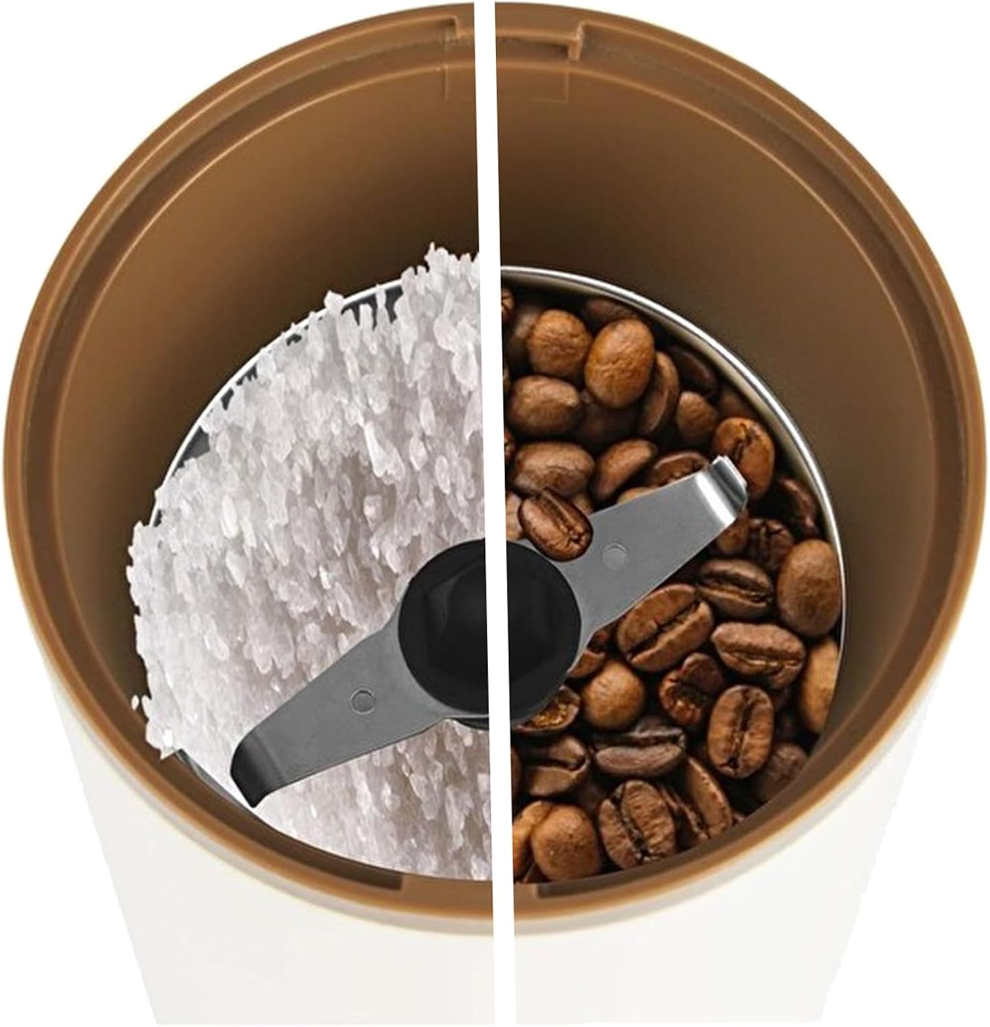 Grinding Chamber with Coffee Beans and Salt