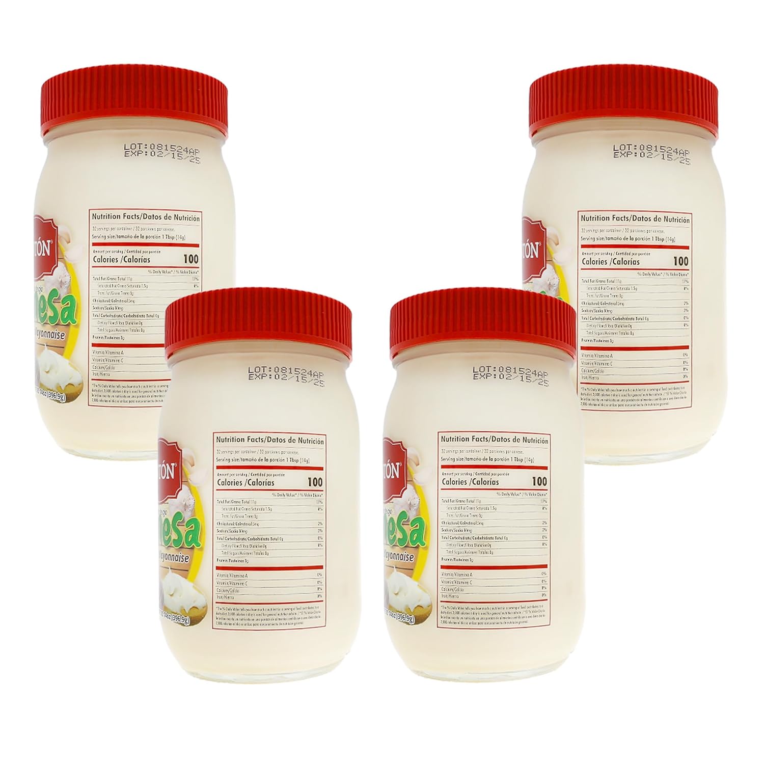 Garlic Aioli | Creamy Roasted Garlic Mayonnaise for Sandwiches, Burgers, and Dips | Dairy-Free and Gluten-Free Mayo Dressing | PINTON | 14 oz - Pack of 4