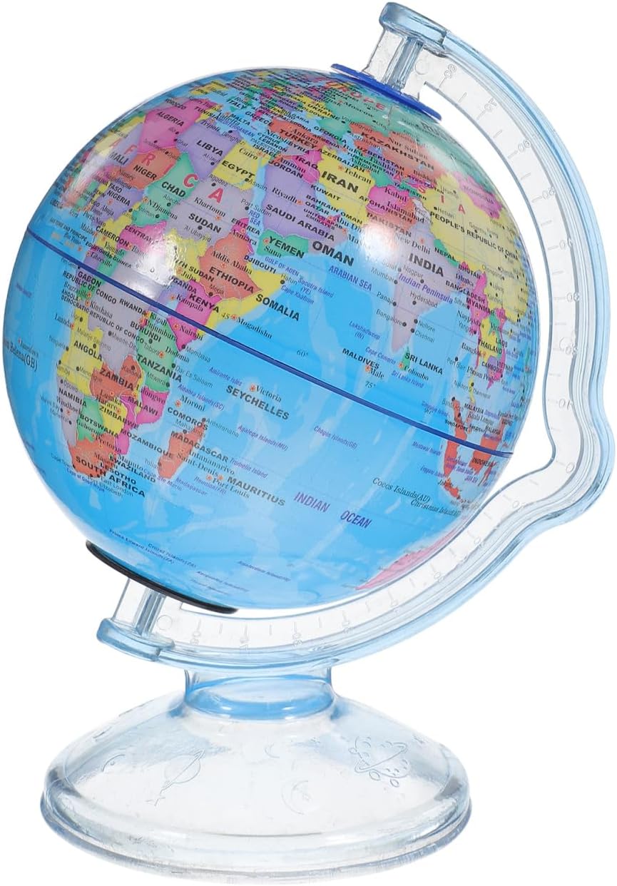 ibasenice Globe Shape Saving Pot 6.88 Inch Desktop Coin Bank Creative World Globe Money Box for Kids Office Home Decoration