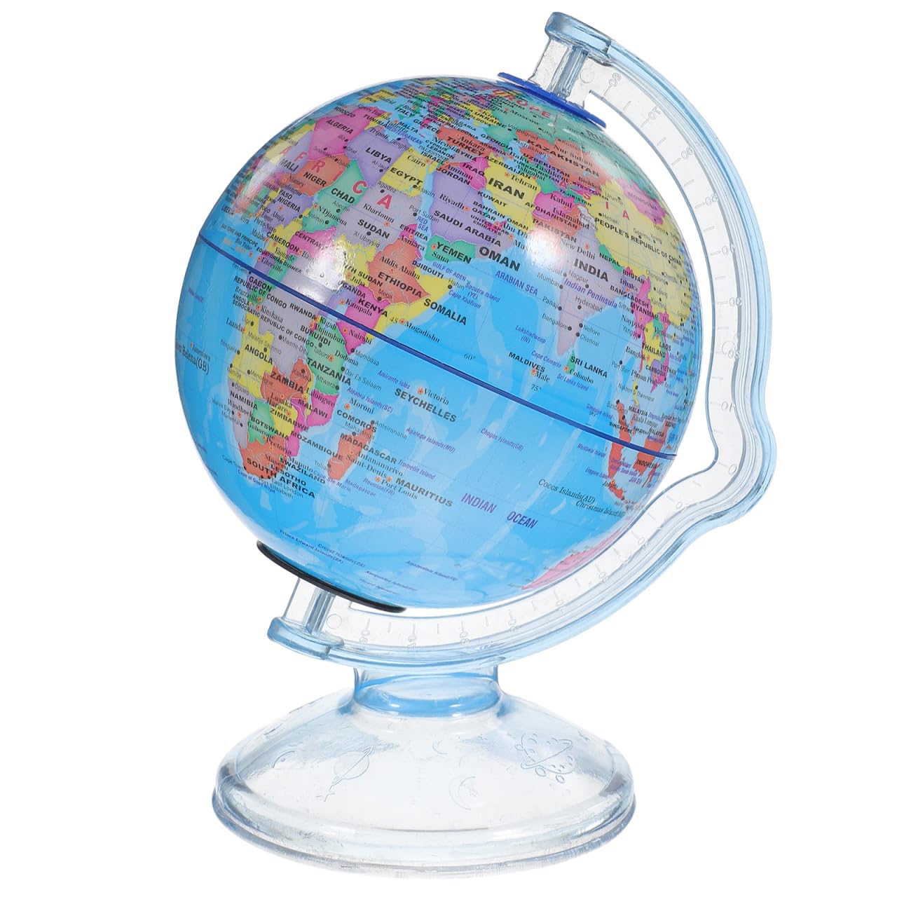 Globe Piggy Bank for Kids - 6.88 Inch PVC Mini World Globe Coin Bank with Rotating Stand, Desktop Decoration for Home and Office