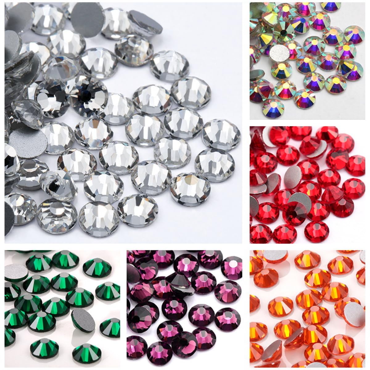 Lot De 2542 Strass Noirs Autocollants - Tailles 3,4,5,6 Mm - Ronds - Pour Nail Art, DIY, Décoration Visage, Objets - Acrylique - 5