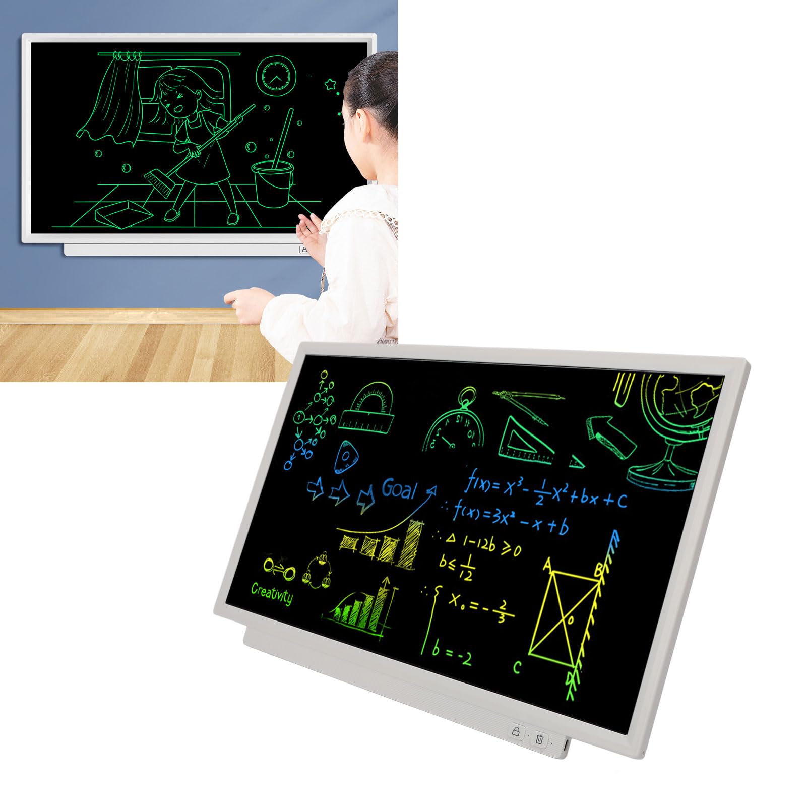 Tavoletta LCD da 24 Pollici, Tampone da Disegno con Schermo Ad Alta luminosità, Blocco da Scrittura a Mano per Bambini Che Imparano a Casa, a Scuola, in Ufficio