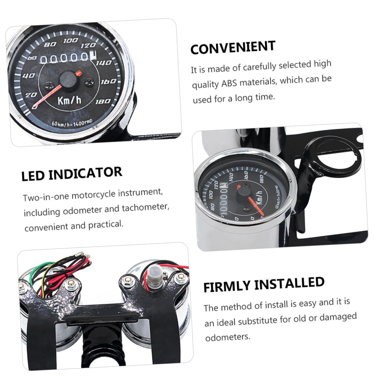 12V LED Motorcycle Speedometer and Odometer Two-in-One Meter Bracket for Universal Use