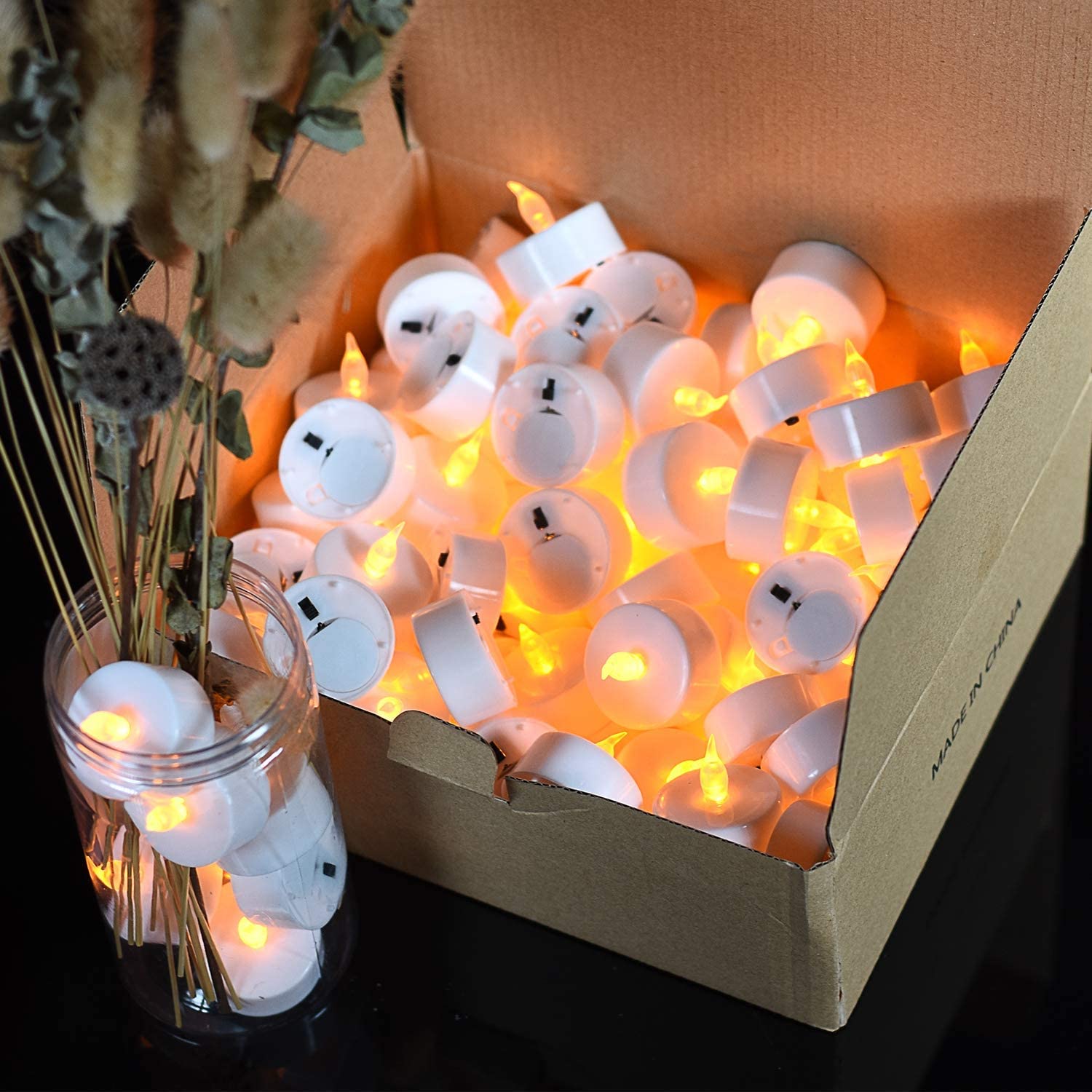 100 Bougies Chauffe-Plat LED OSHINE - Sans Flamme, Piles Incluses, Lumière Vacillante Blanc Chaud - 200h